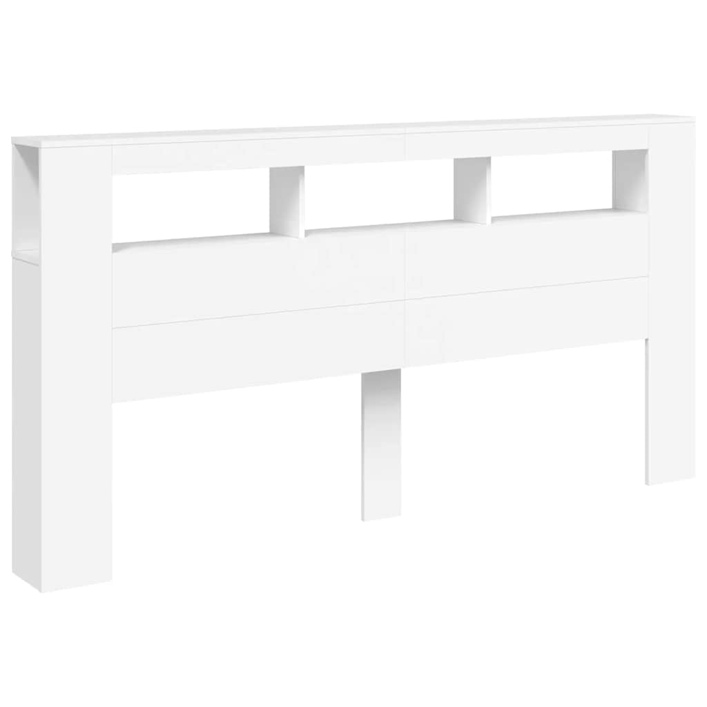 LED Headboard White 200 cm Engineered Wood