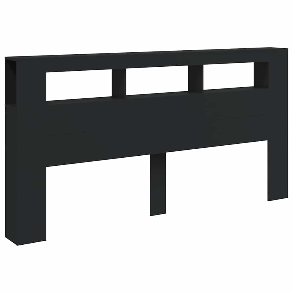Sleek Black LED Headboard, 200cm, Engineered Wood