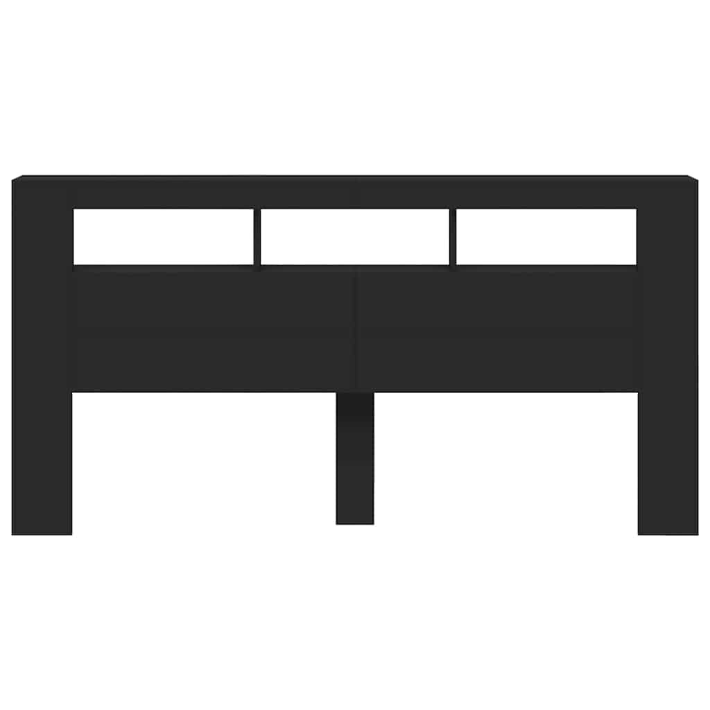 Sleek Black LED Headboard, 200cm, Engineered Wood