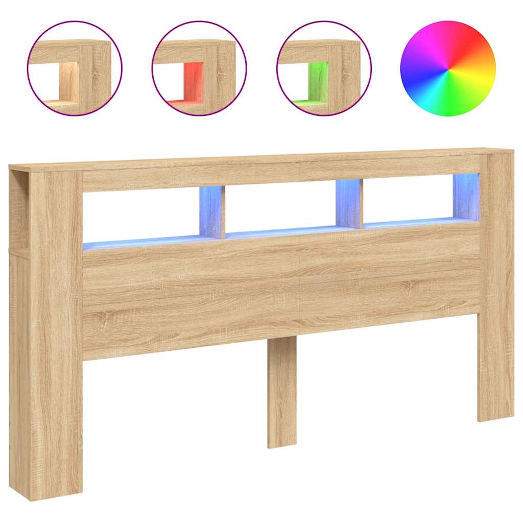 Sonoma Oak LED Headboard 200 cm - Engineered Wood Elegance