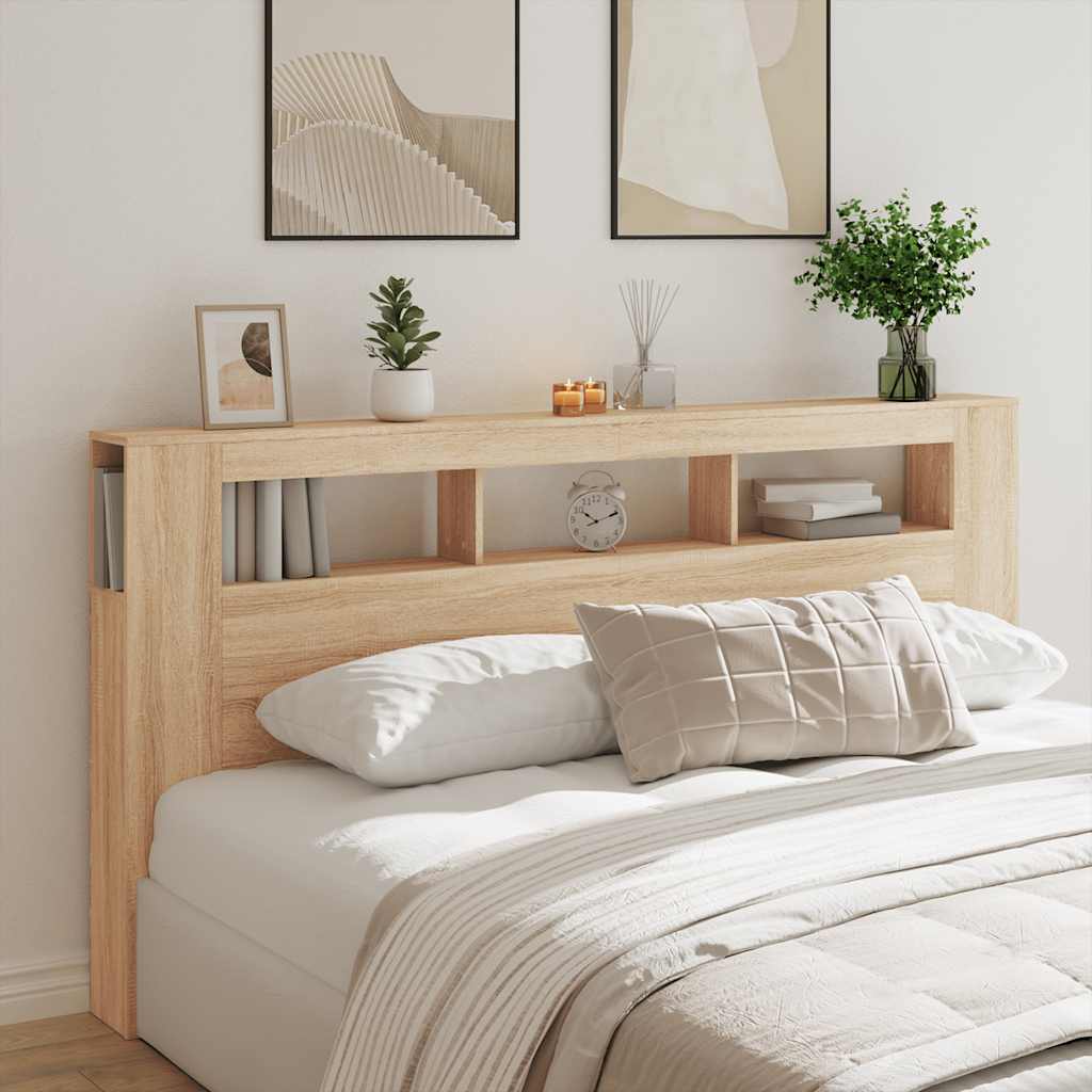 Sonoma Oak LED Headboard 200 cm - Engineered Wood Elegance