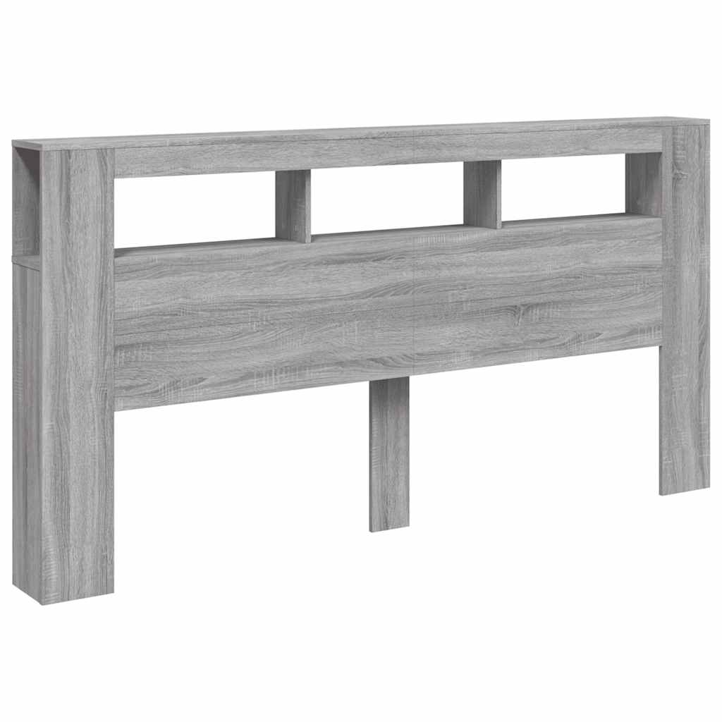 Grey Sonoma Engineered Wood LED Headboard - 200 cm