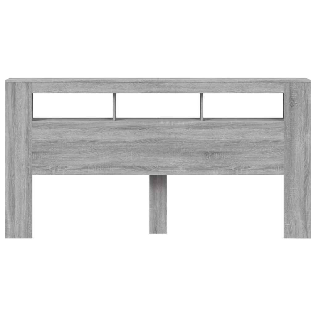 Grey Sonoma Engineered Wood LED Headboard - 200 cm