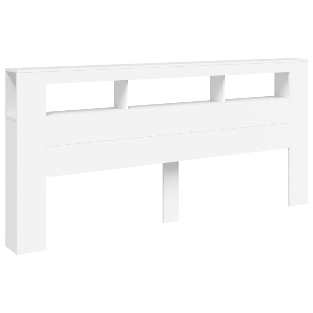 White LED Headboard 220x18.5x103.5 cm - Engineered Wood