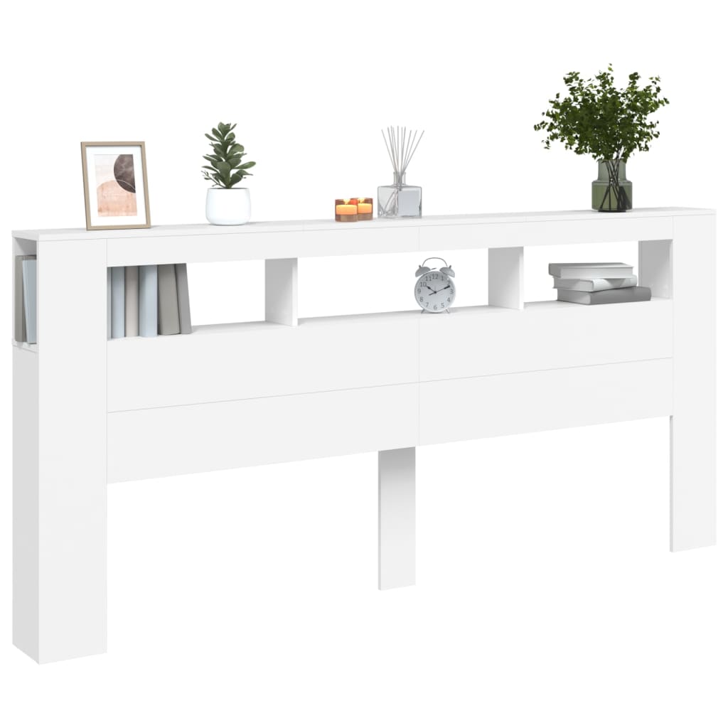 White LED Headboard 220x18.5x103.5 cm - Engineered Wood