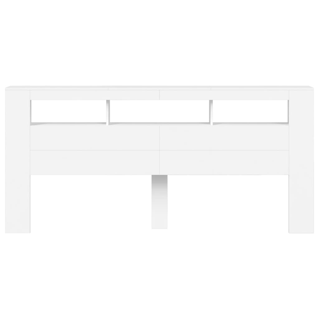 White LED Headboard 220x18.5x103.5 cm - Engineered Wood