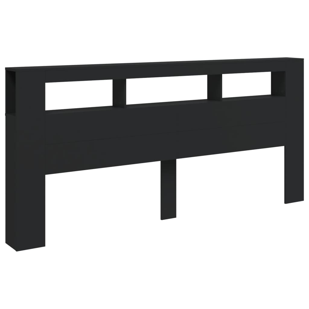 Sleek Black LED Headboard 220x18.5x103.5 cm - Engineered Wood