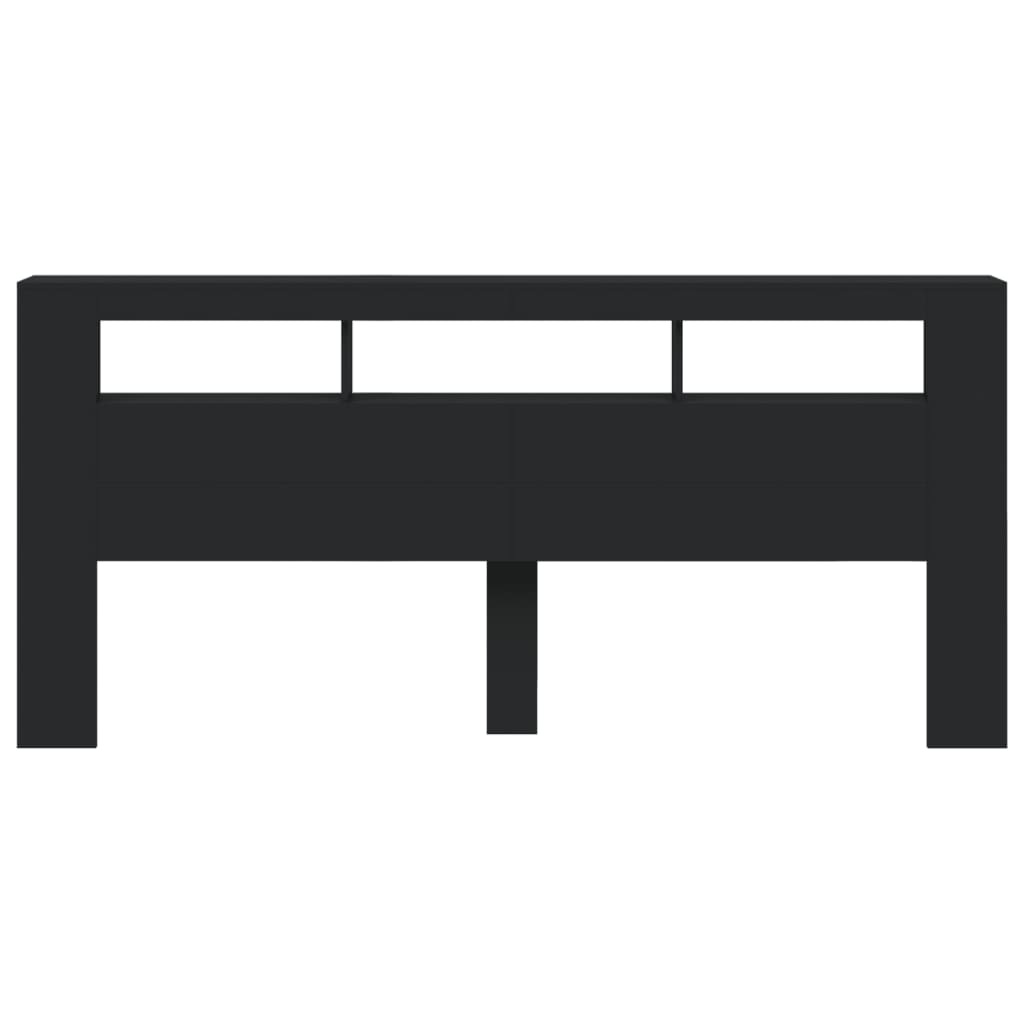 Sleek Black LED Headboard 220x18.5x103.5 cm - Engineered Wood
