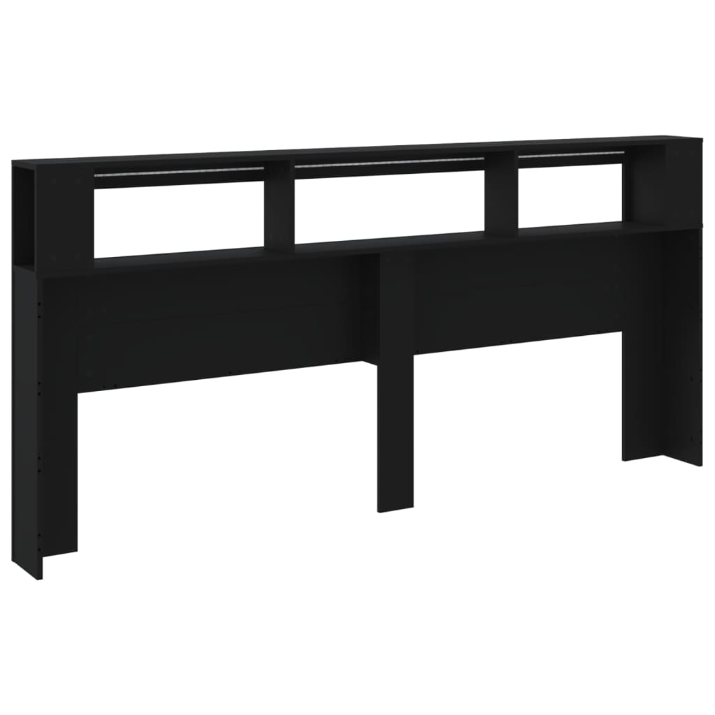 Sleek Black LED Headboard 220x18.5x103.5 cm - Engineered Wood
