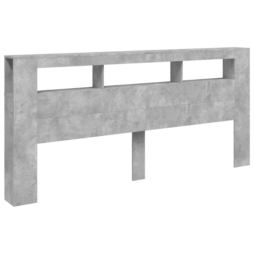 Concrete Grey LED Headboard 220x18.5x103.5 cm - Engineered Wood