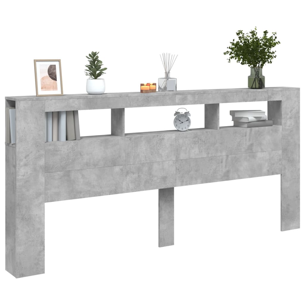 Concrete Grey LED Headboard 220x18.5x103.5 cm - Engineered Wood