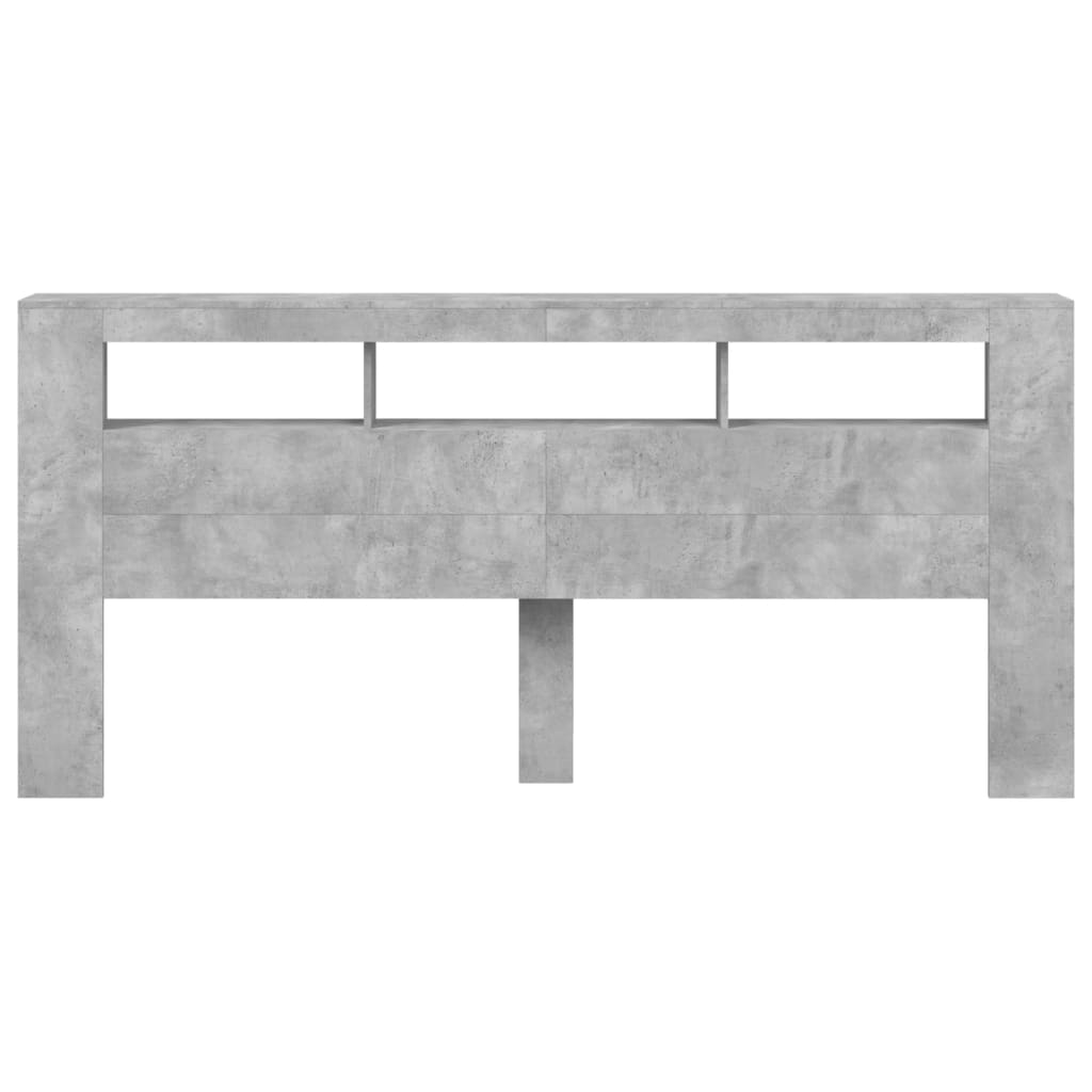 Concrete Grey LED Headboard 220x18.5x103.5 cm - Engineered Wood