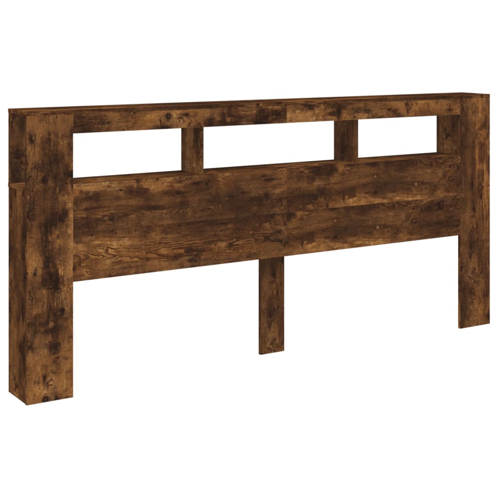 Smoked Oak LED Headboard - 220x18.5x103.5 cm, Engineered Wood