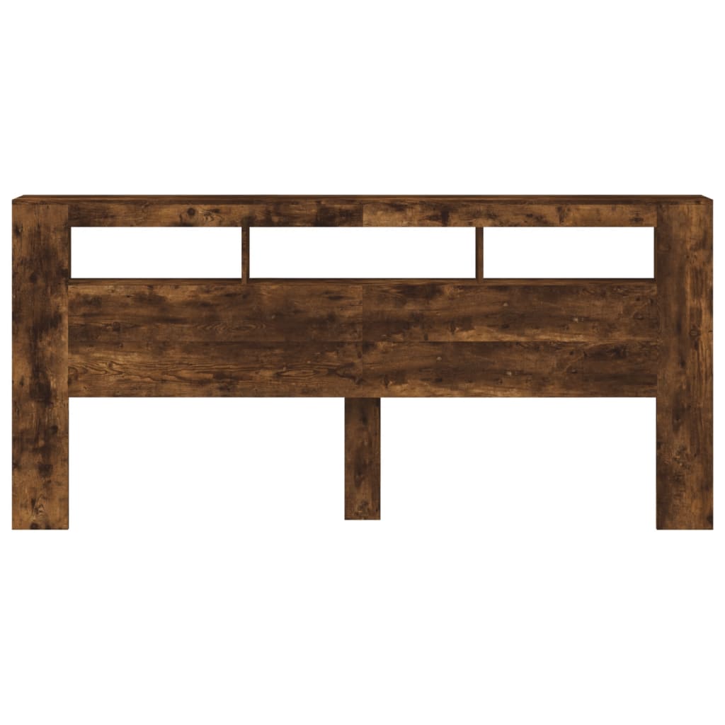 Smoked Oak LED Headboard - 220x18.5x103.5 cm, Engineered Wood