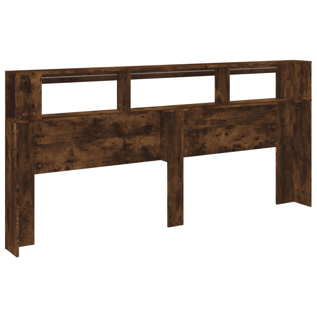 Smoked Oak LED Headboard - 220x18.5x103.5 cm, Engineered Wood