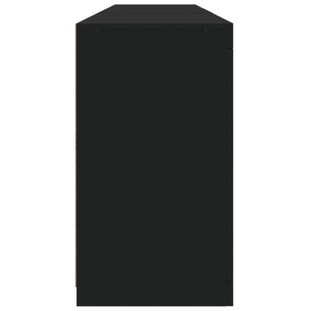 Black Sideboard with LED Lights, 162x37x67 cm, Sleek Modern Design