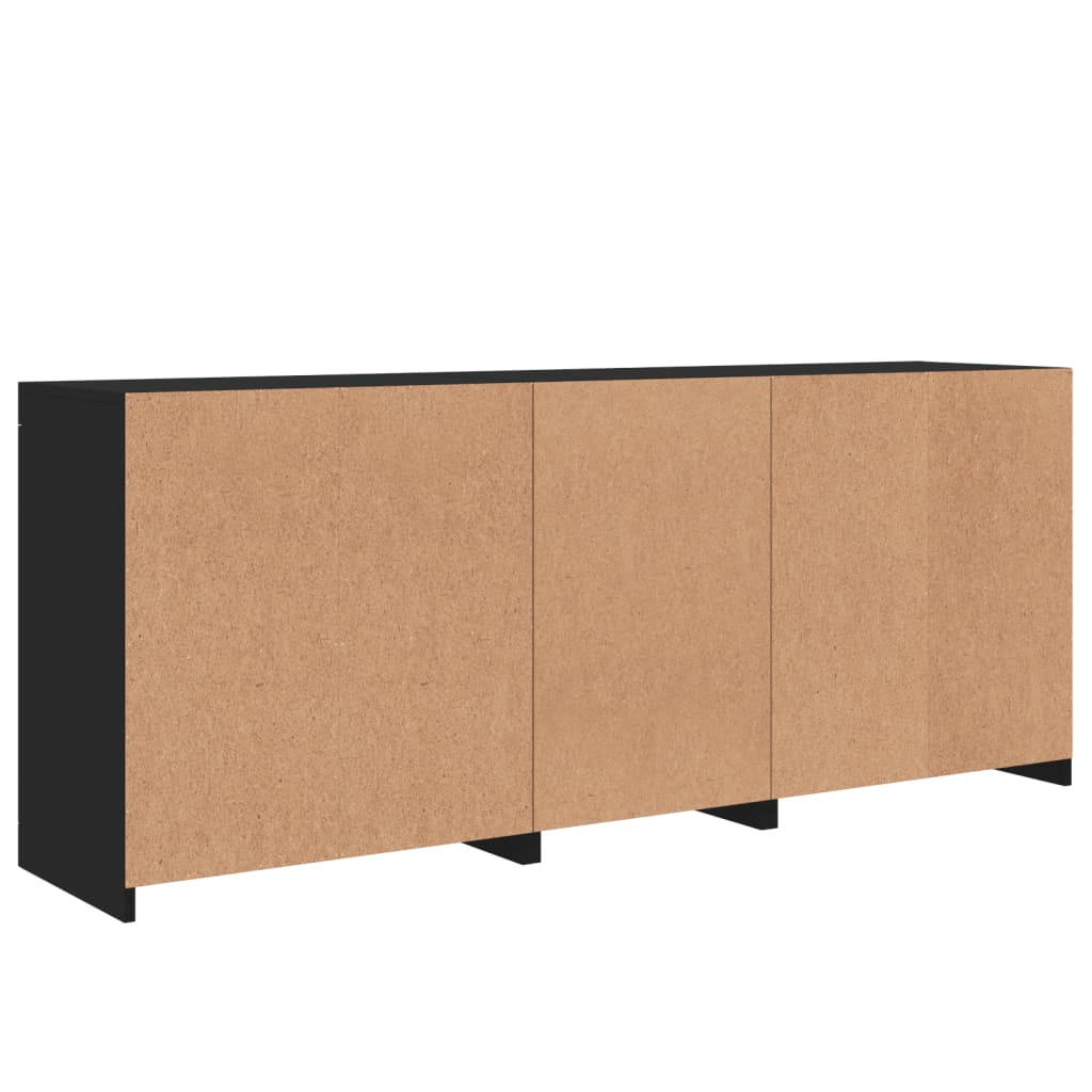 Black Sideboard with LED Lights, 162x37x67 cm, Sleek Modern Design
