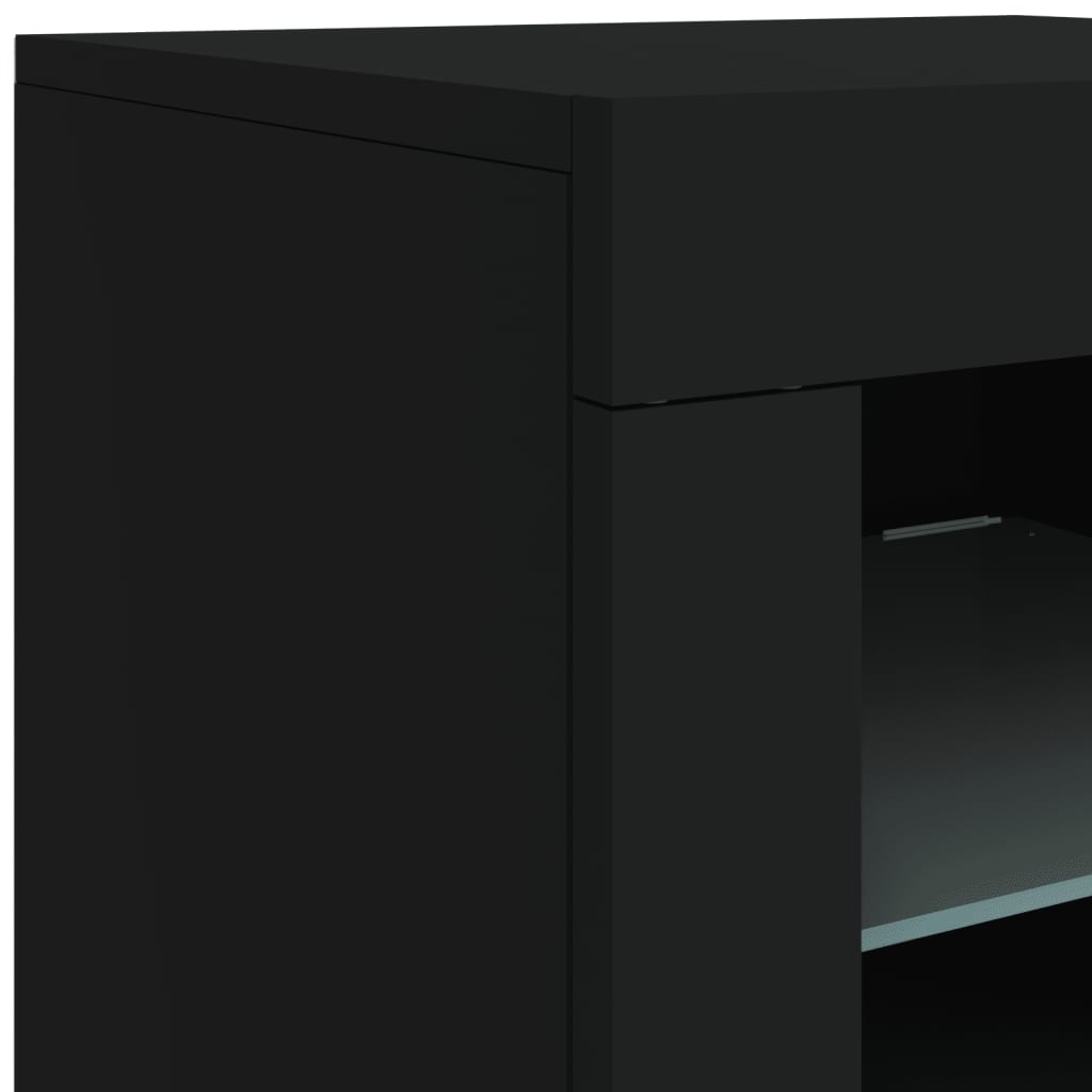 Black Sideboard with LED Lights, 162x37x67 cm, Sleek Modern Design