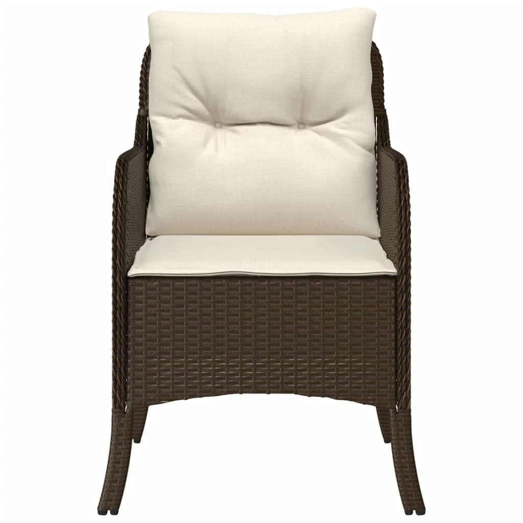 Brown Poly Rattan Garden Chairs with Cushions, 2-Piece Set