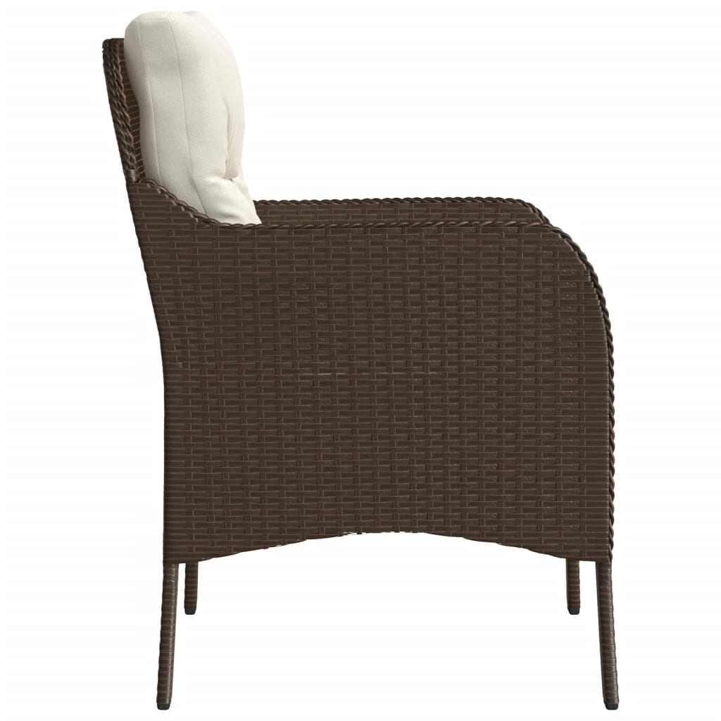Brown Poly Rattan Garden Chairs with Cushions, 2-Piece Set