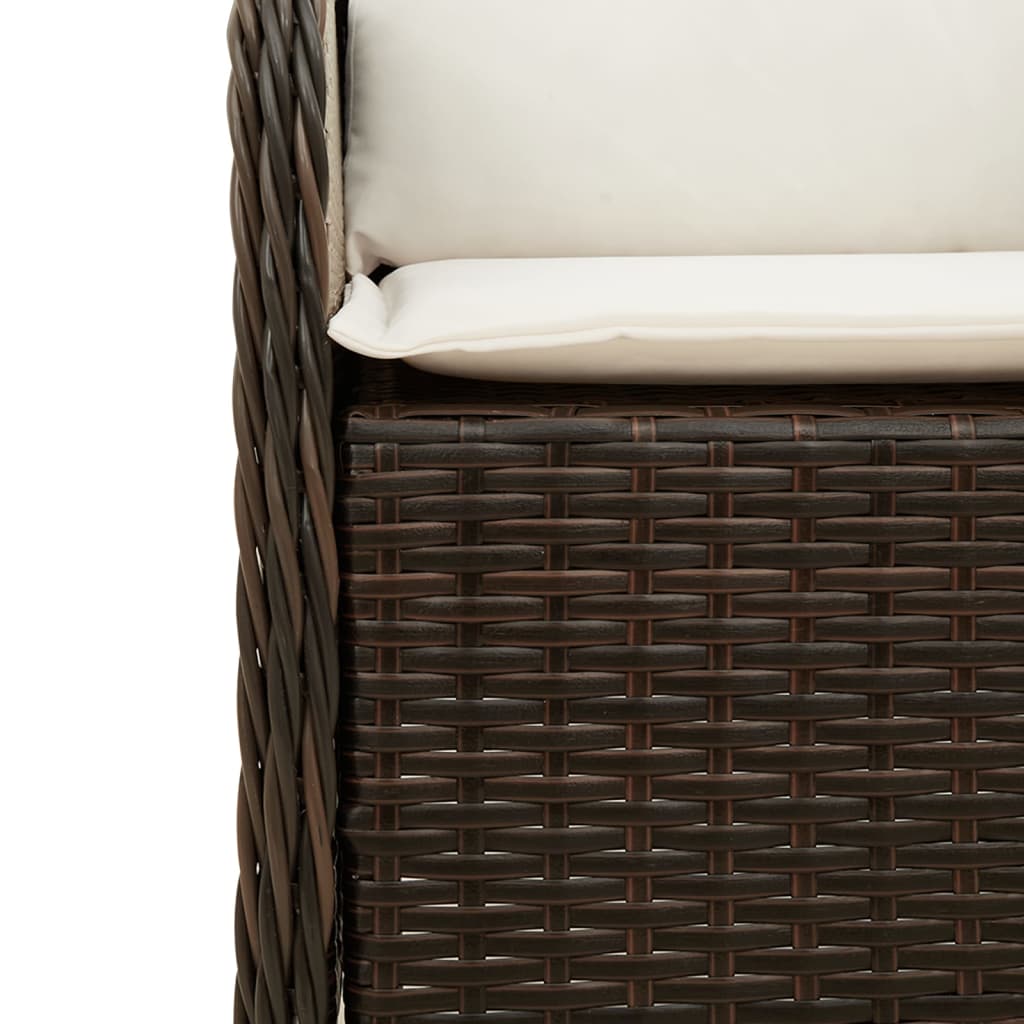 Brown Poly Rattan Garden Chairs with Cushions, 2-Piece Set