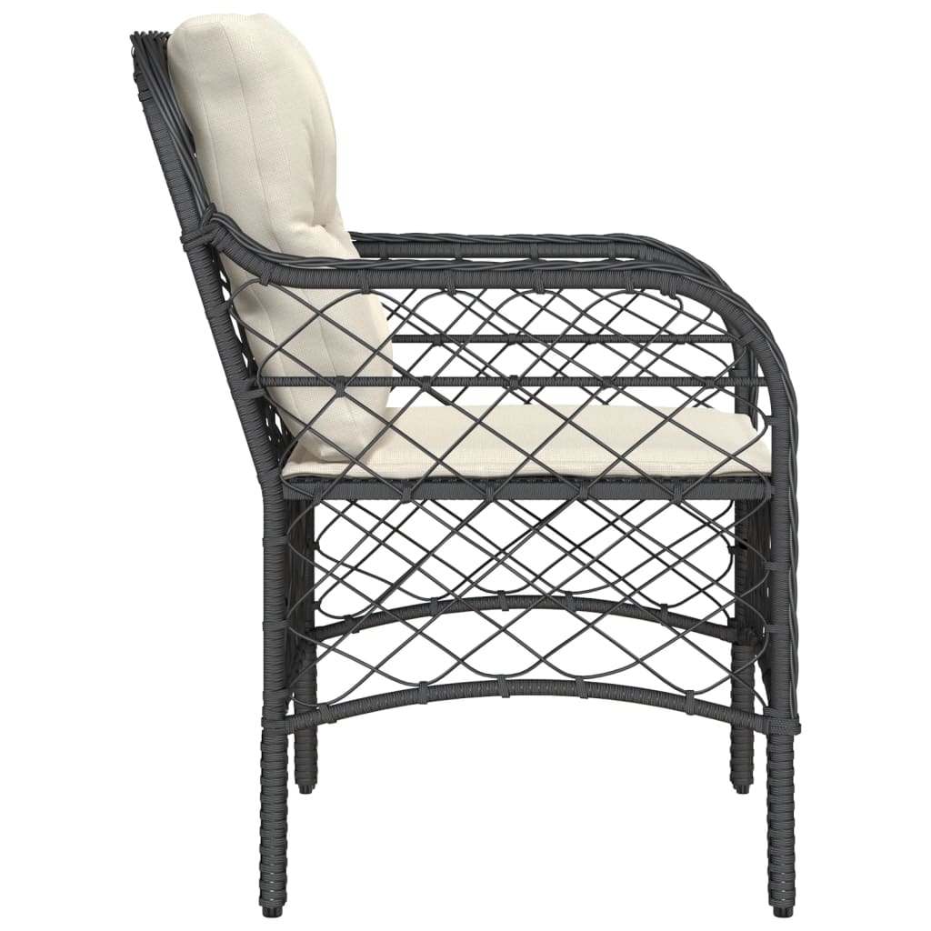Black Poly Rattan Garden Chairs with Cushions - Set of 2