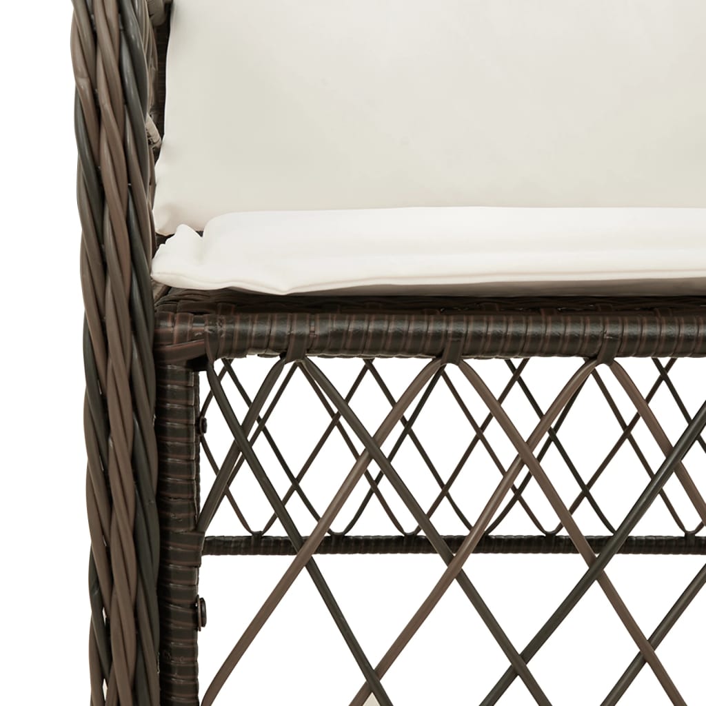 Brown Poly Rattan Garden Chairs with Cushions - Set of 2