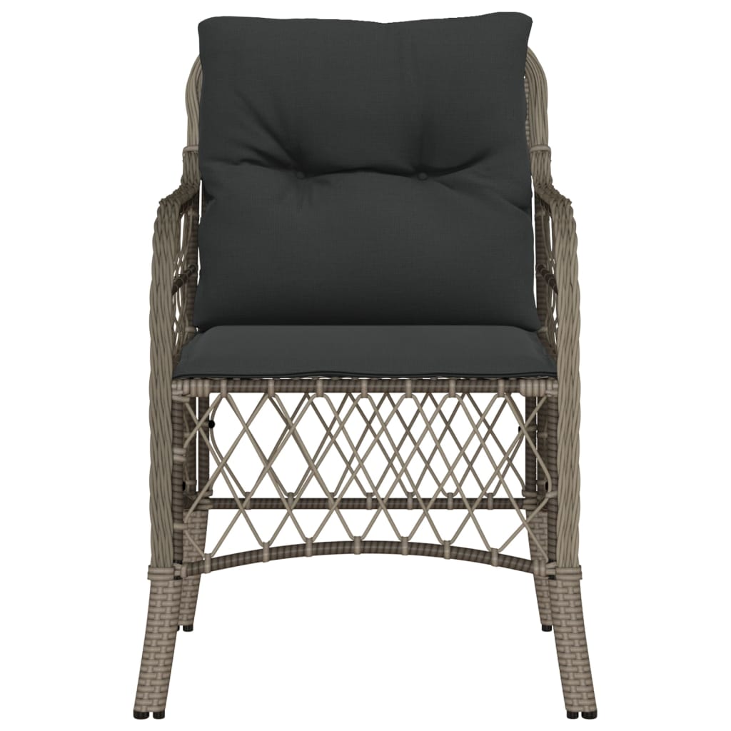 2-Piece Grey Poly Rattan Garden Chairs with Cushions