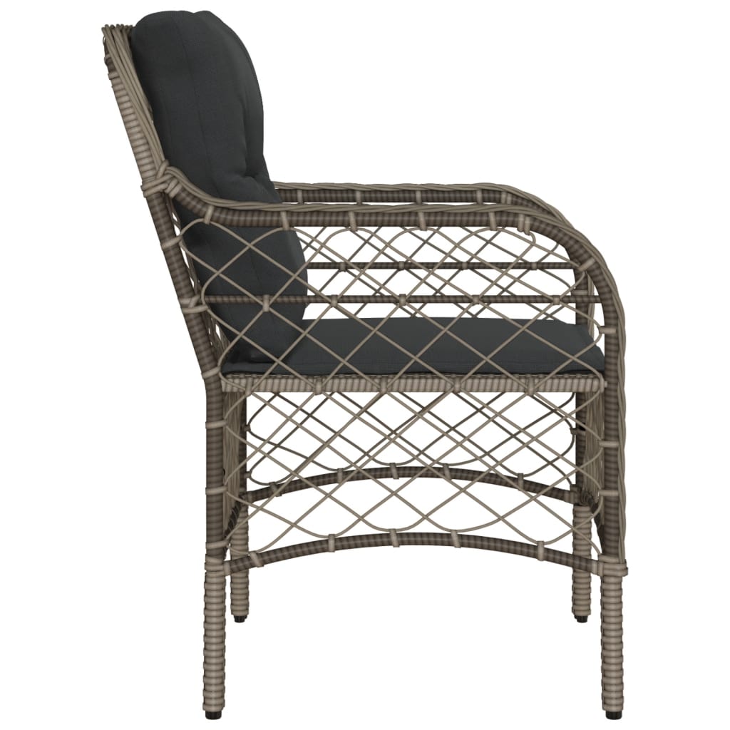 2-Piece Grey Poly Rattan Garden Chairs with Cushions