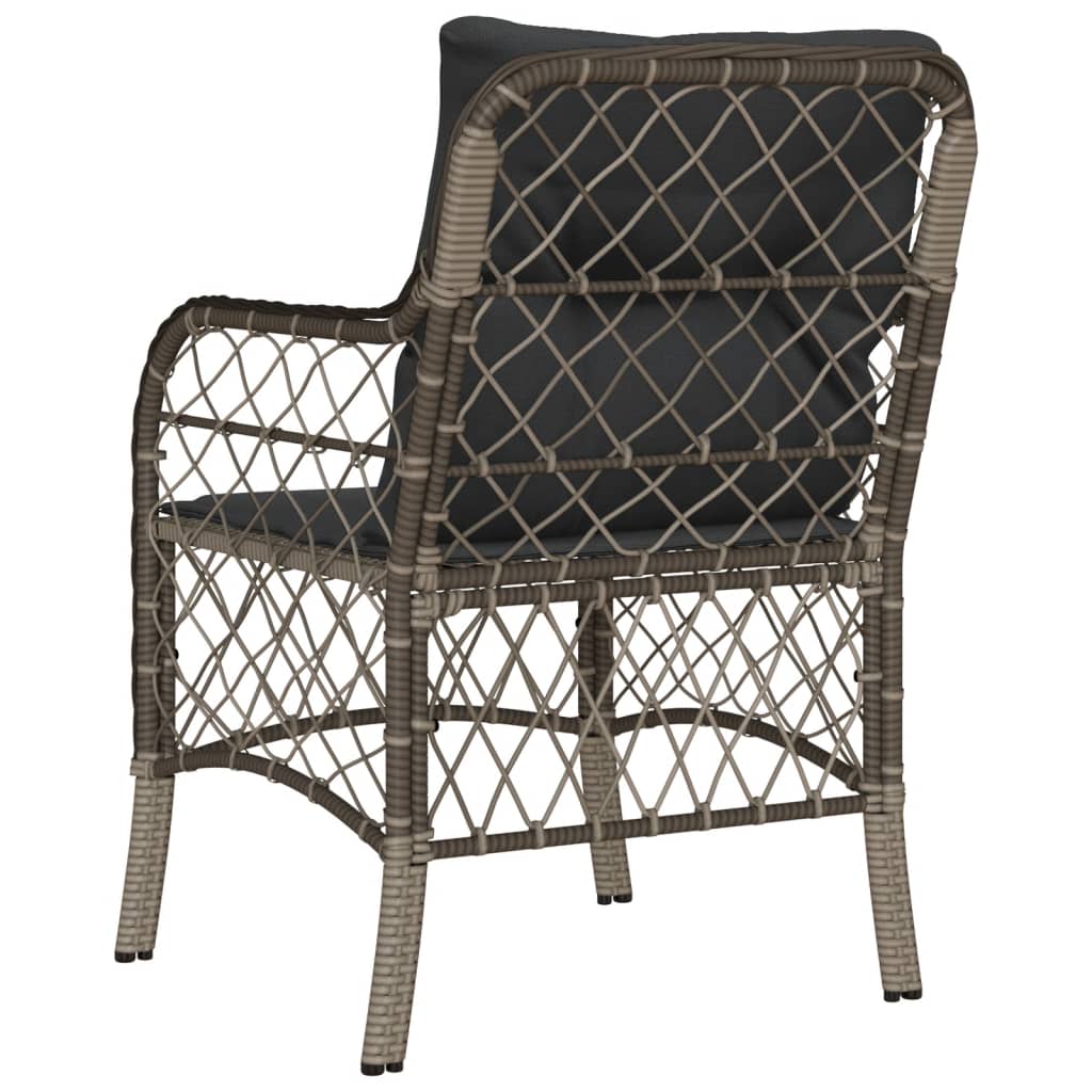 2-Piece Grey Poly Rattan Garden Chairs with Cushions