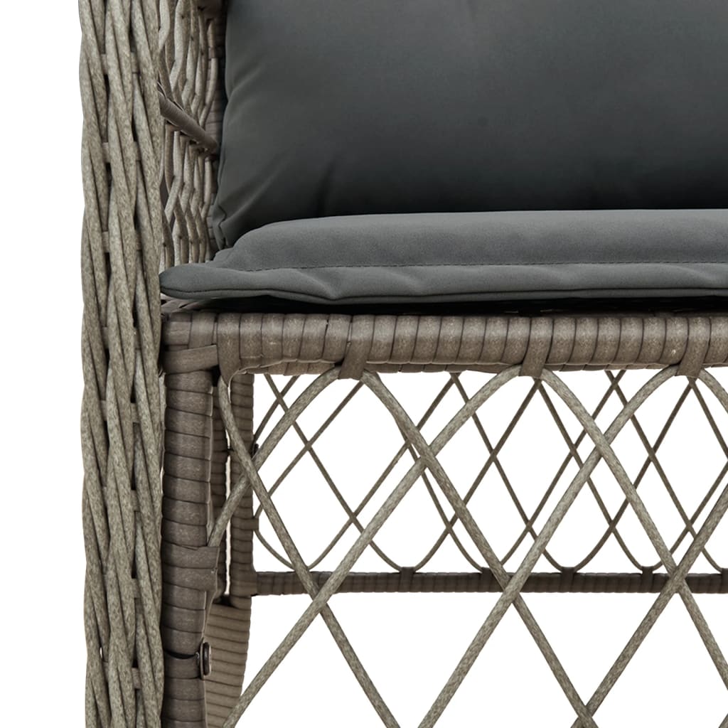 2-Piece Grey Poly Rattan Garden Chairs with Cushions