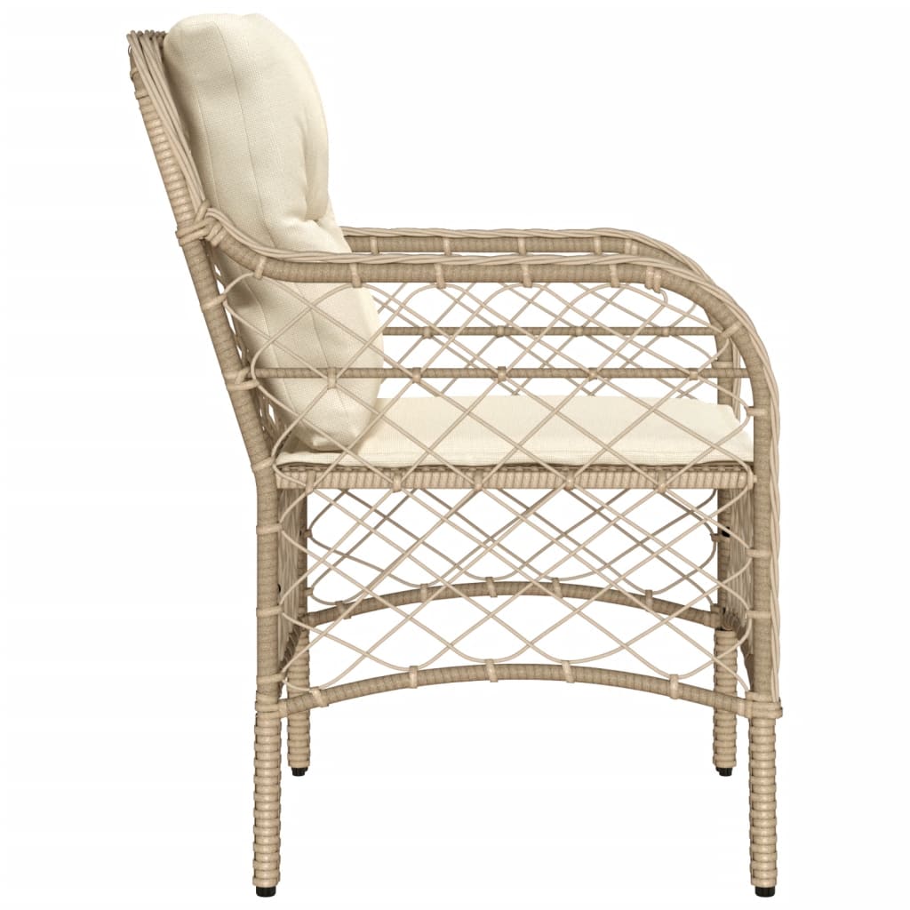 Beige Poly Rattan Garden Chairs with Cushions - Set of 2