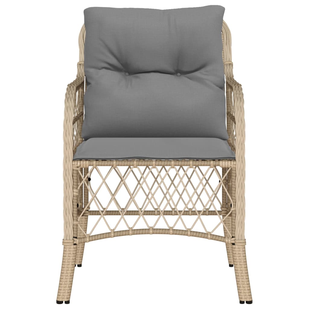 2-Piece Beige Poly Rattan Garden Chairs with Cushions