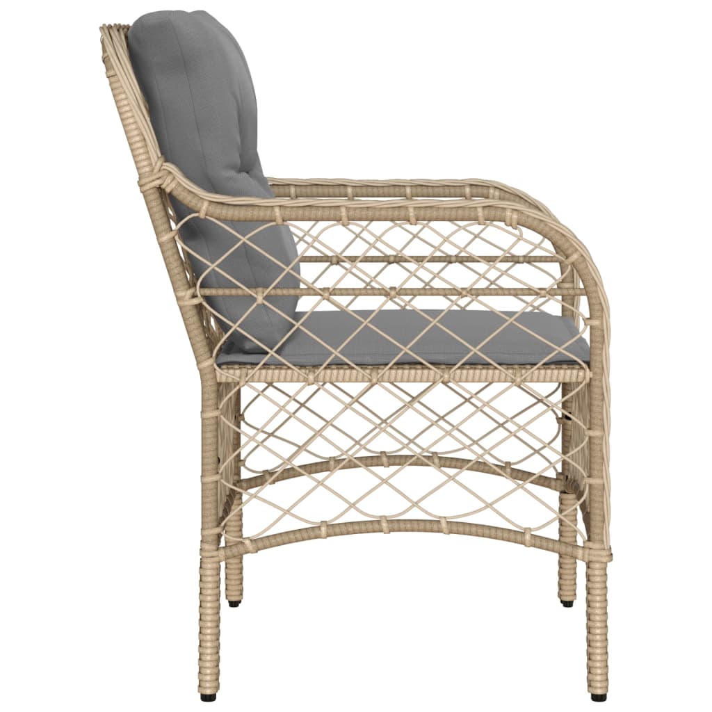 2-Piece Beige Poly Rattan Garden Chairs with Cushions