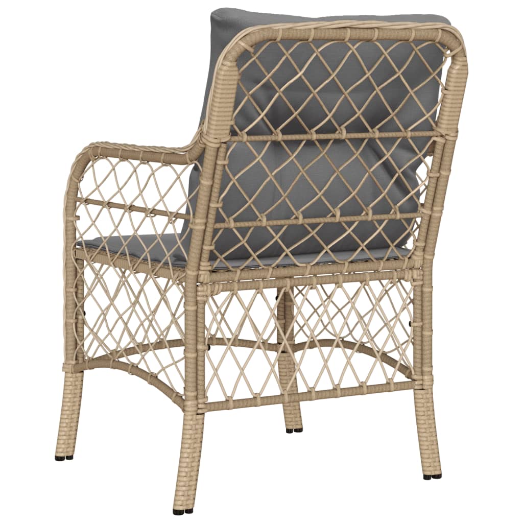 2-Piece Beige Poly Rattan Garden Chairs with Cushions