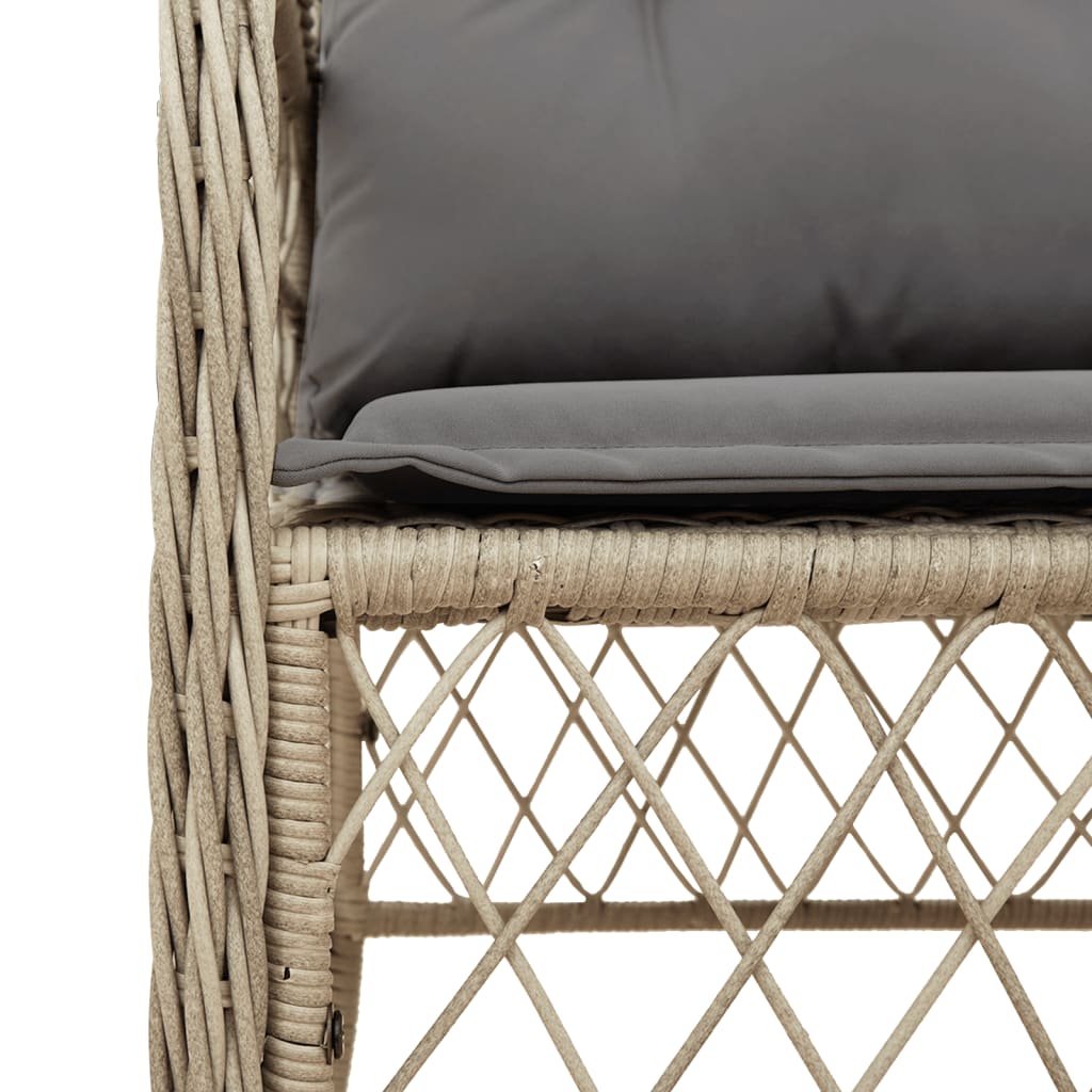 2-Piece Beige Poly Rattan Garden Chairs with Cushions