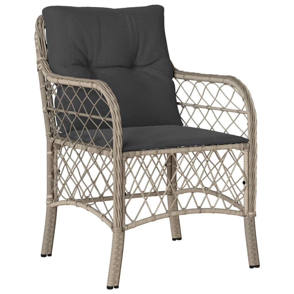 Light Grey Poly Rattan Garden Chairs with Cushions - 2 Pcs Set
