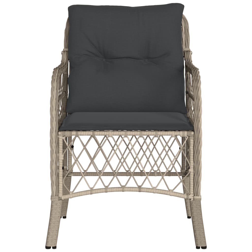 Light Grey Poly Rattan Garden Chairs with Cushions - 2 Pcs Set