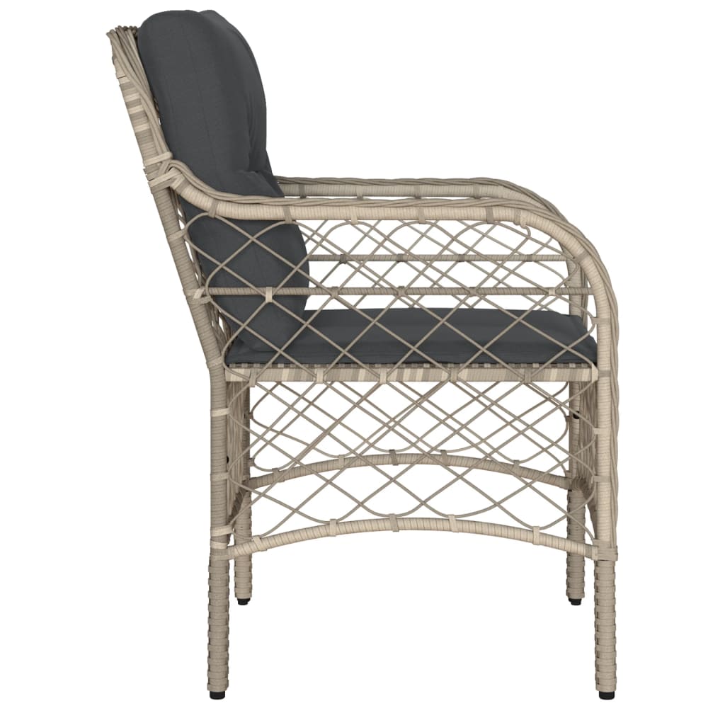 Light Grey Poly Rattan Garden Chairs with Cushions - 2 Pcs Set
