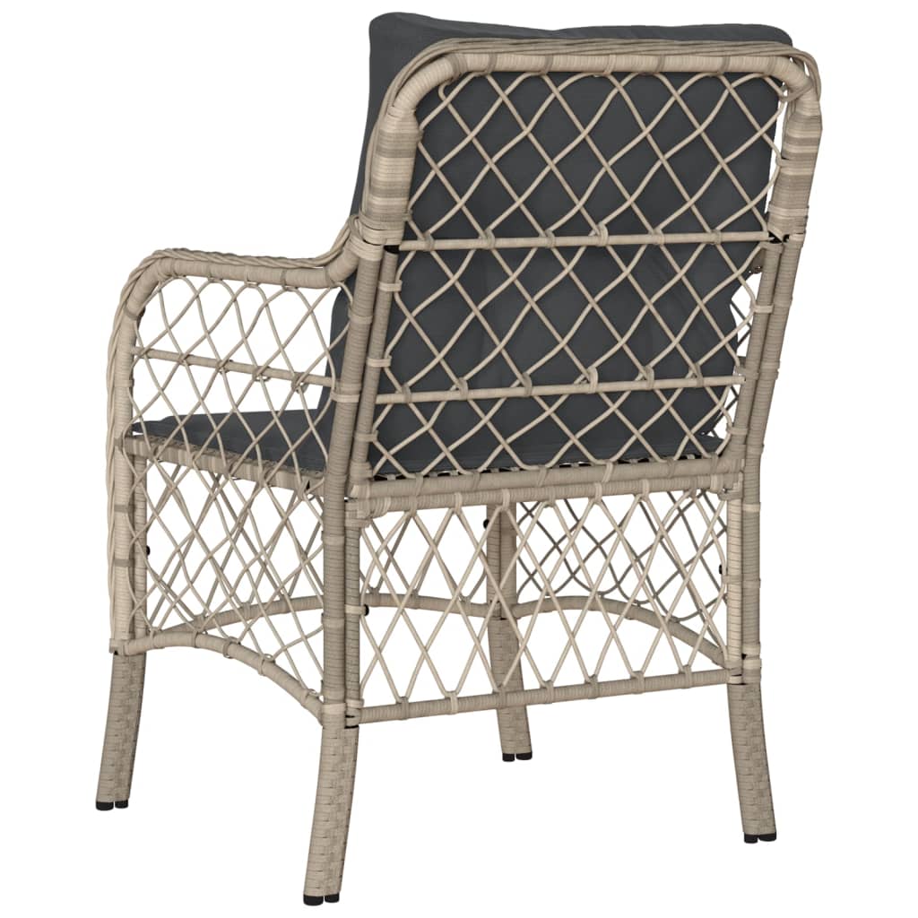 Light Grey Poly Rattan Garden Chairs with Cushions - 2 Pcs Set