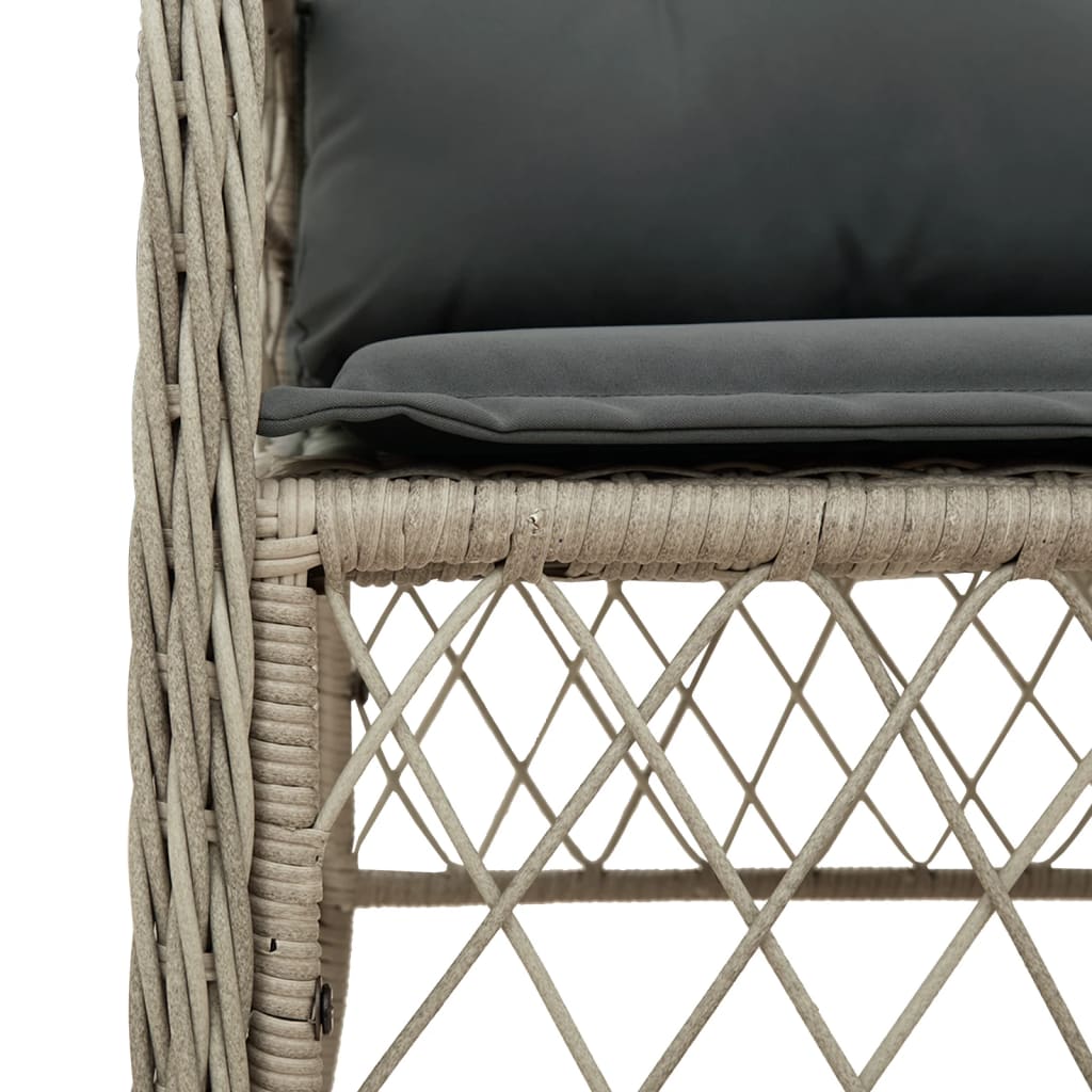 Light Grey Poly Rattan Garden Chairs with Cushions - 2 Pcs Set
