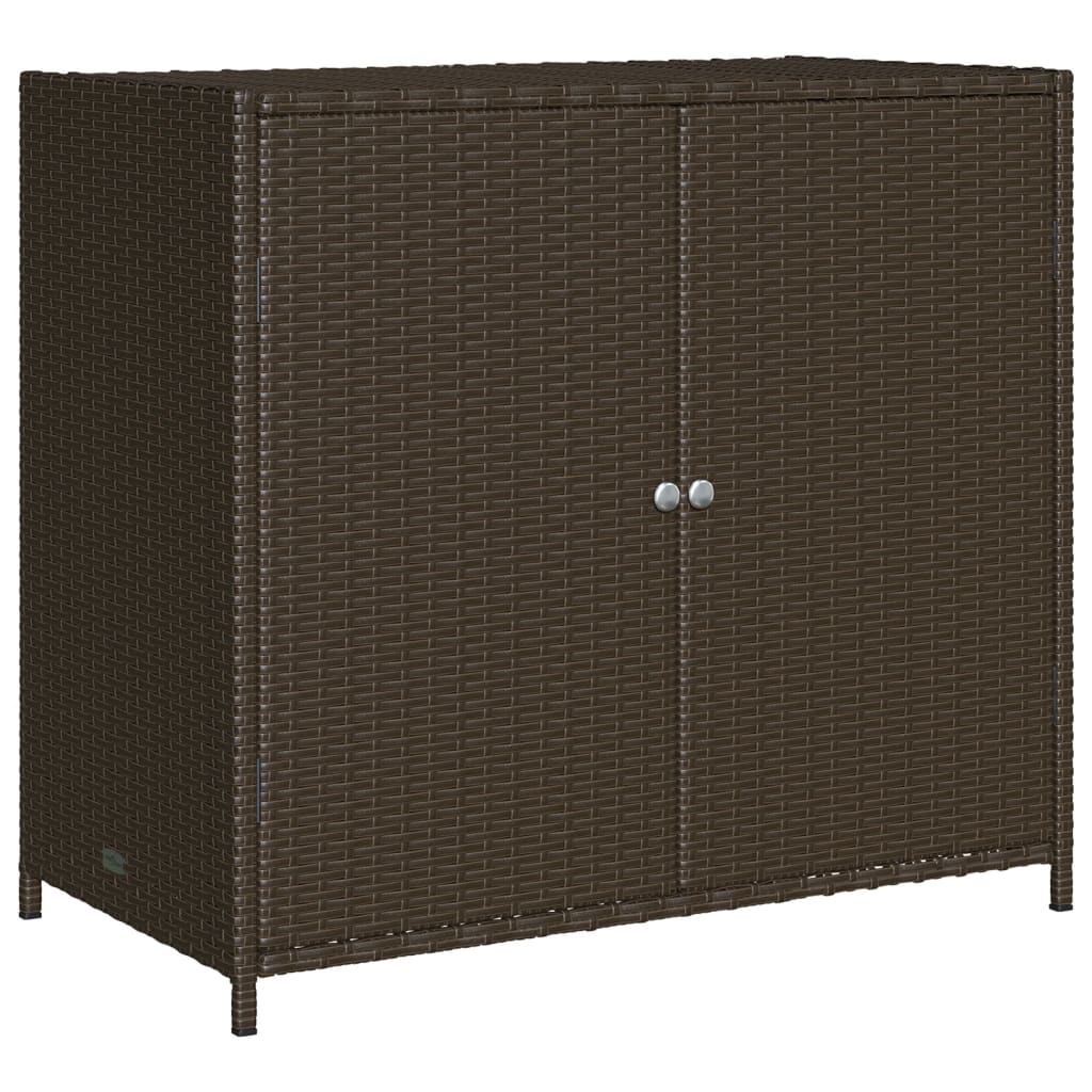 Brown Poly Rattan Garden Storage Cabinet, 83x45x76 cm