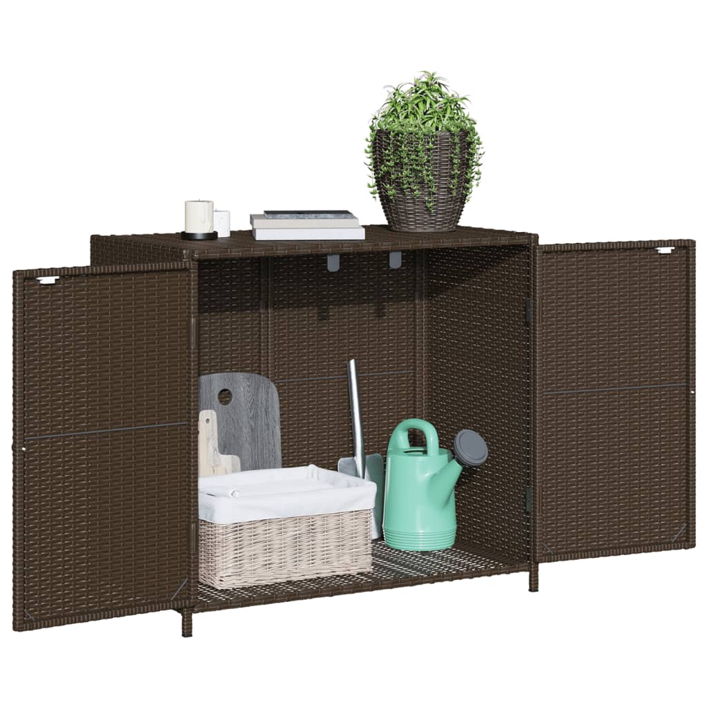 Brown Poly Rattan Garden Storage Cabinet, 83x45x76 cm