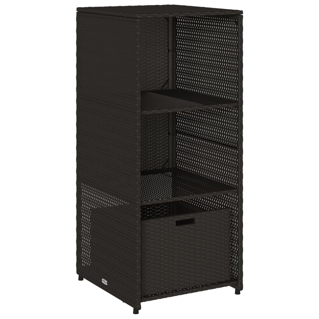 Black Poly Rattan Garden Storage Cabinet 50x55x115 cm