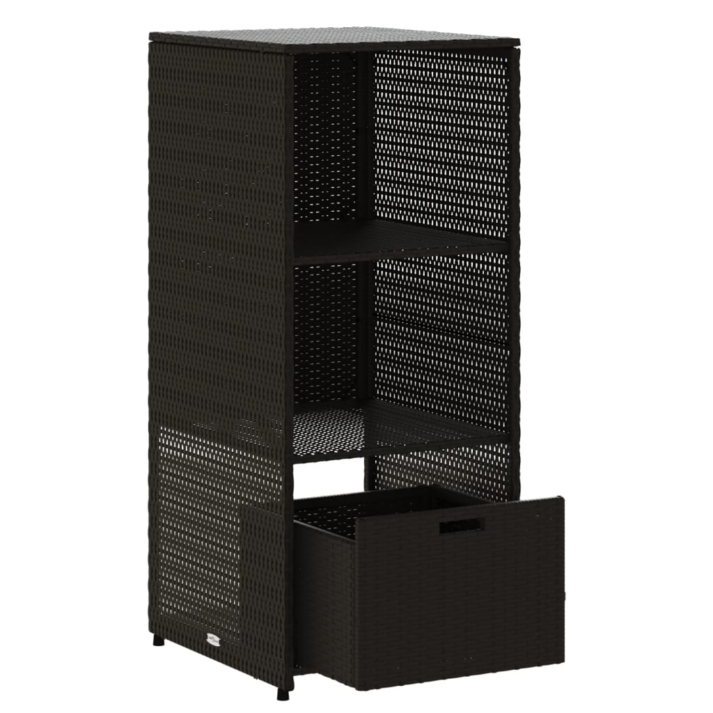 Black Poly Rattan Garden Storage Cabinet 50x55x115 cm