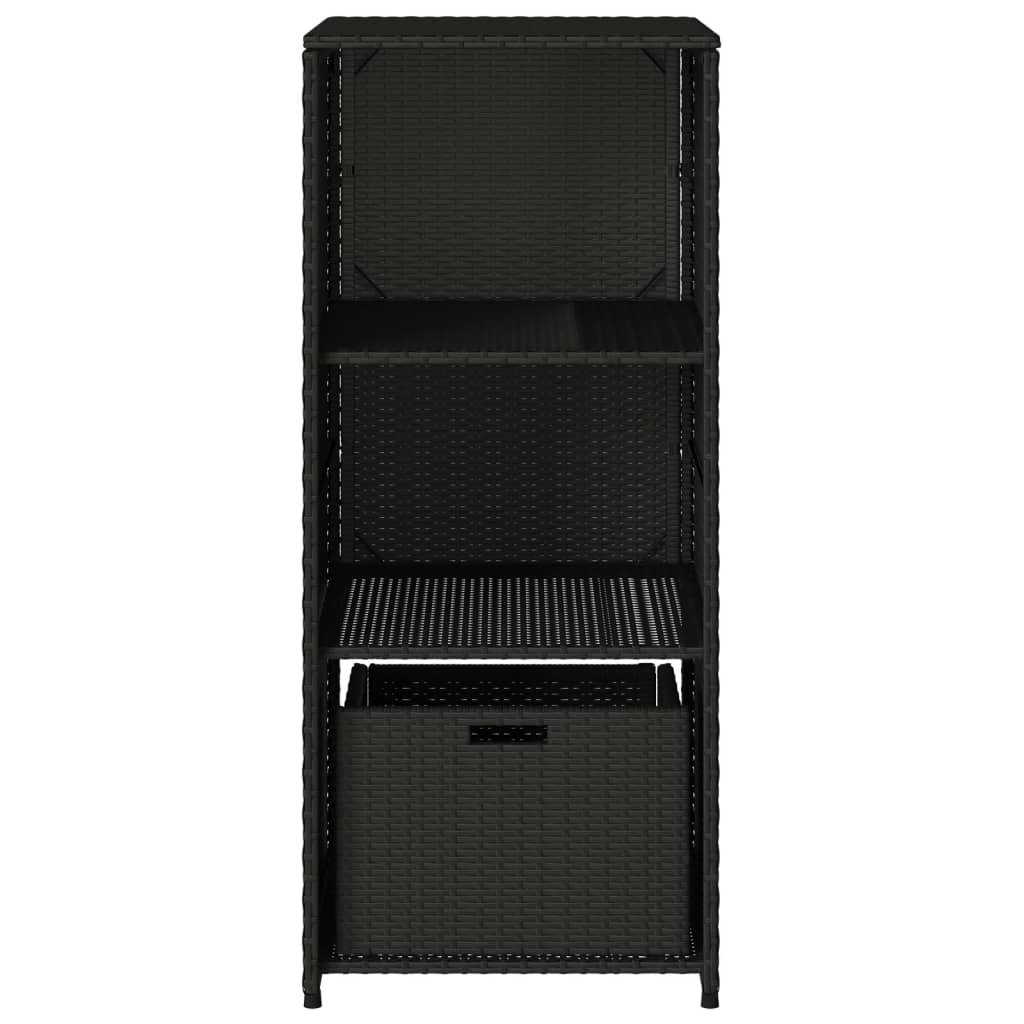 Black Poly Rattan Garden Storage Cabinet 50x55x115 cm