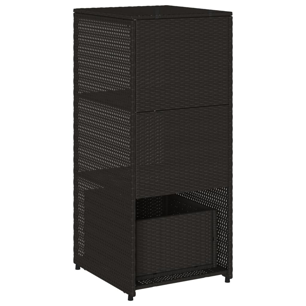 Black Poly Rattan Garden Storage Cabinet 50x55x115 cm
