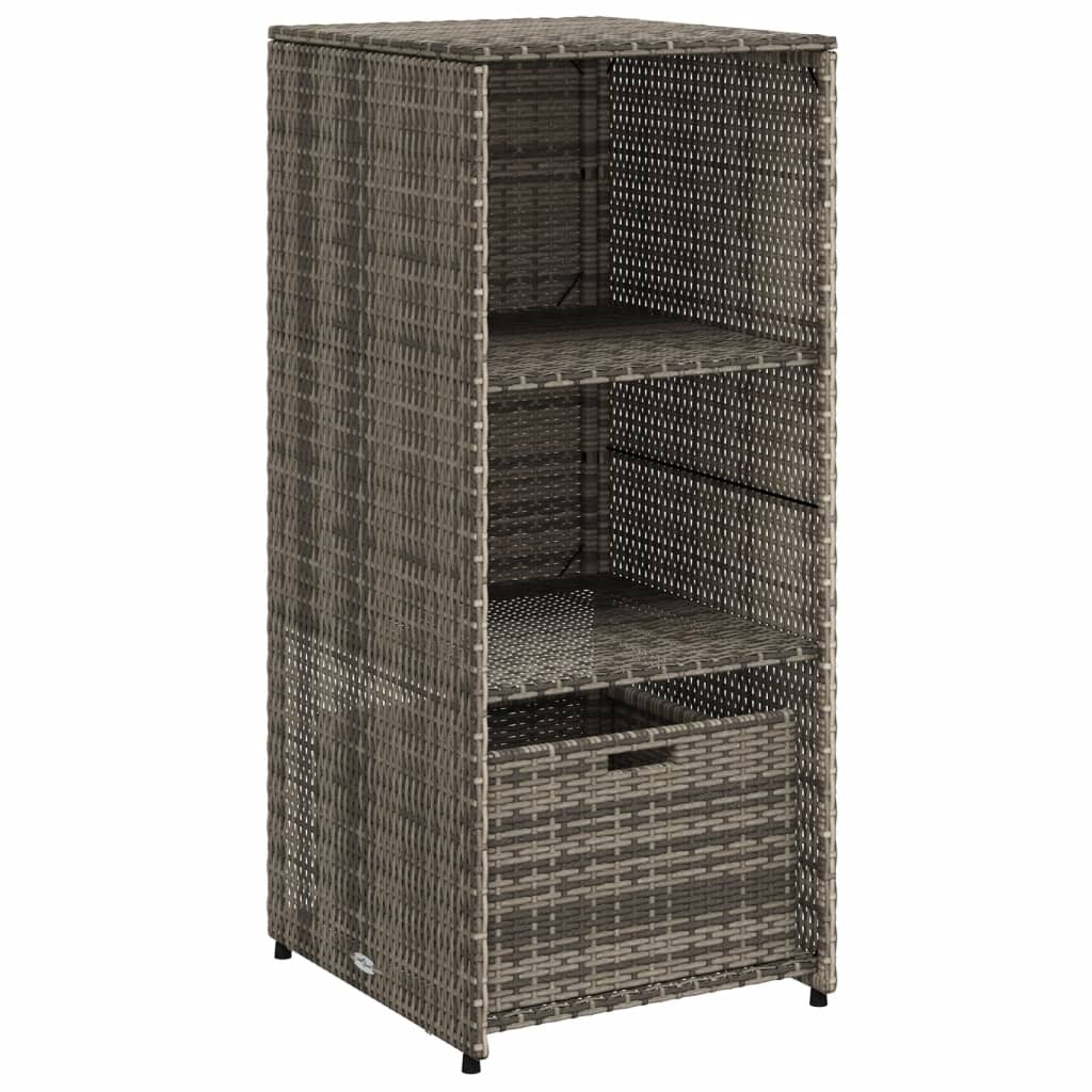 Stylish Grey Poly Rattan Garden Storage Cabinet 50x55x115 cm