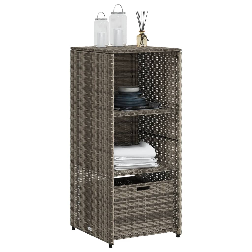 Stylish Grey Poly Rattan Garden Storage Cabinet 50x55x115 cm