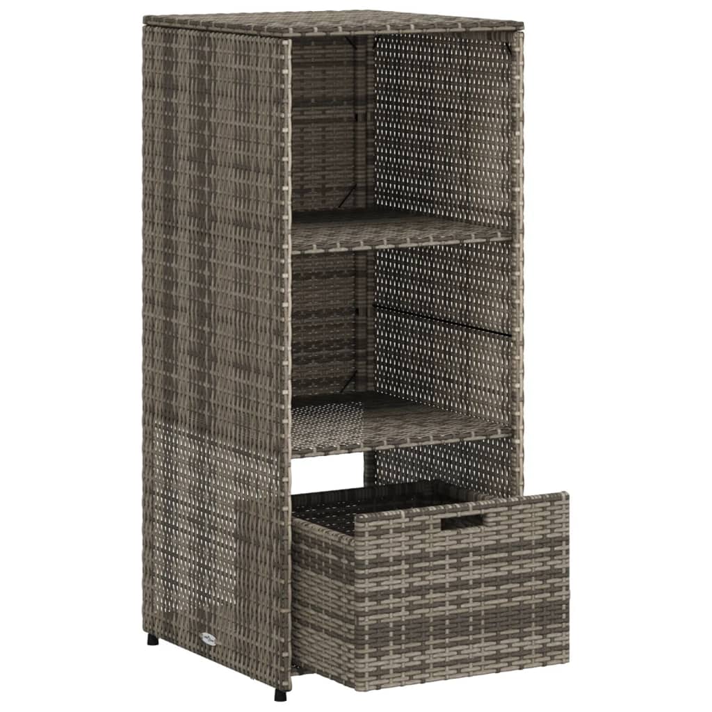 Stylish Grey Poly Rattan Garden Storage Cabinet 50x55x115 cm